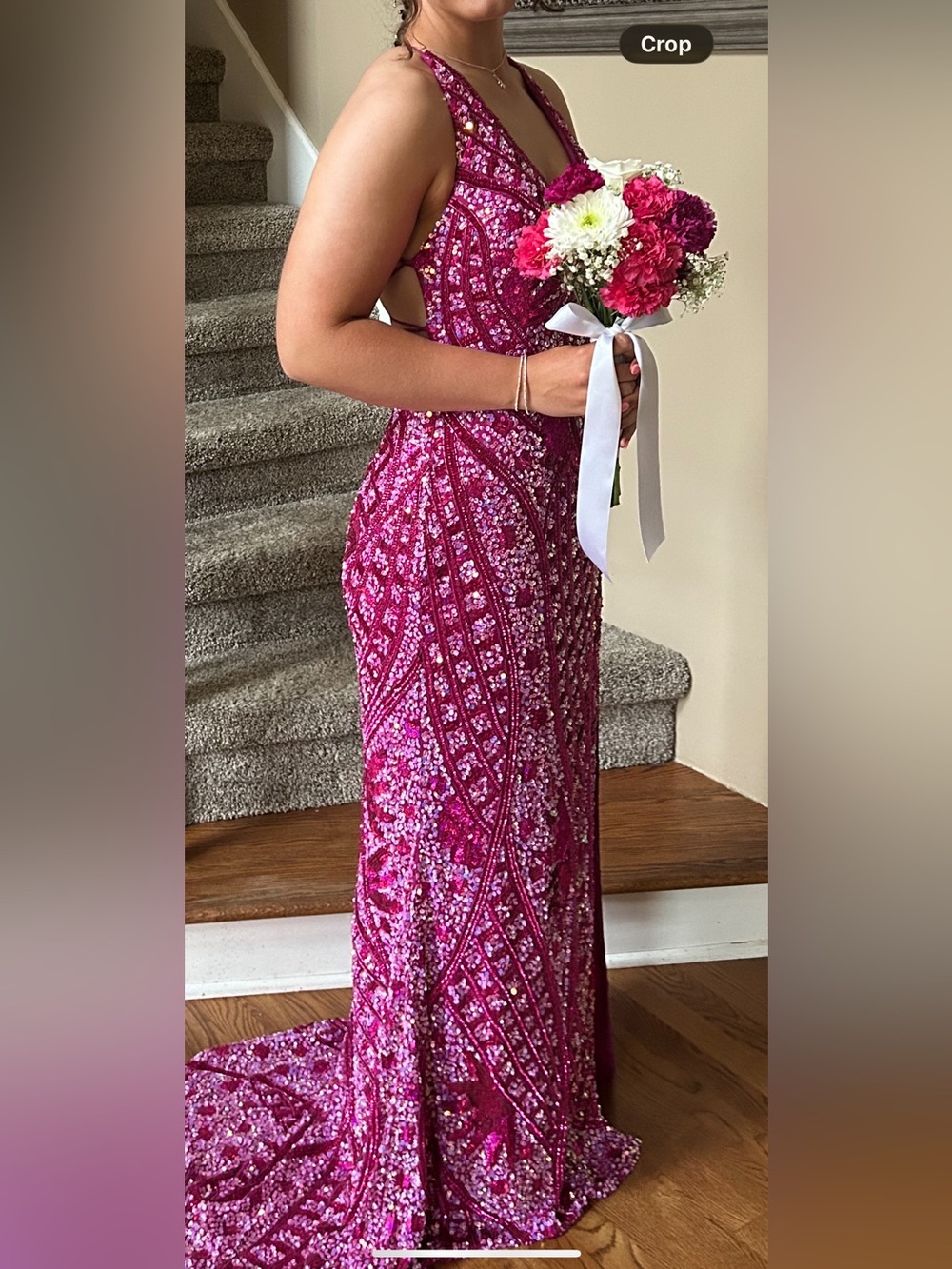 Sparkling Fuchsia Sequin Prom Dress